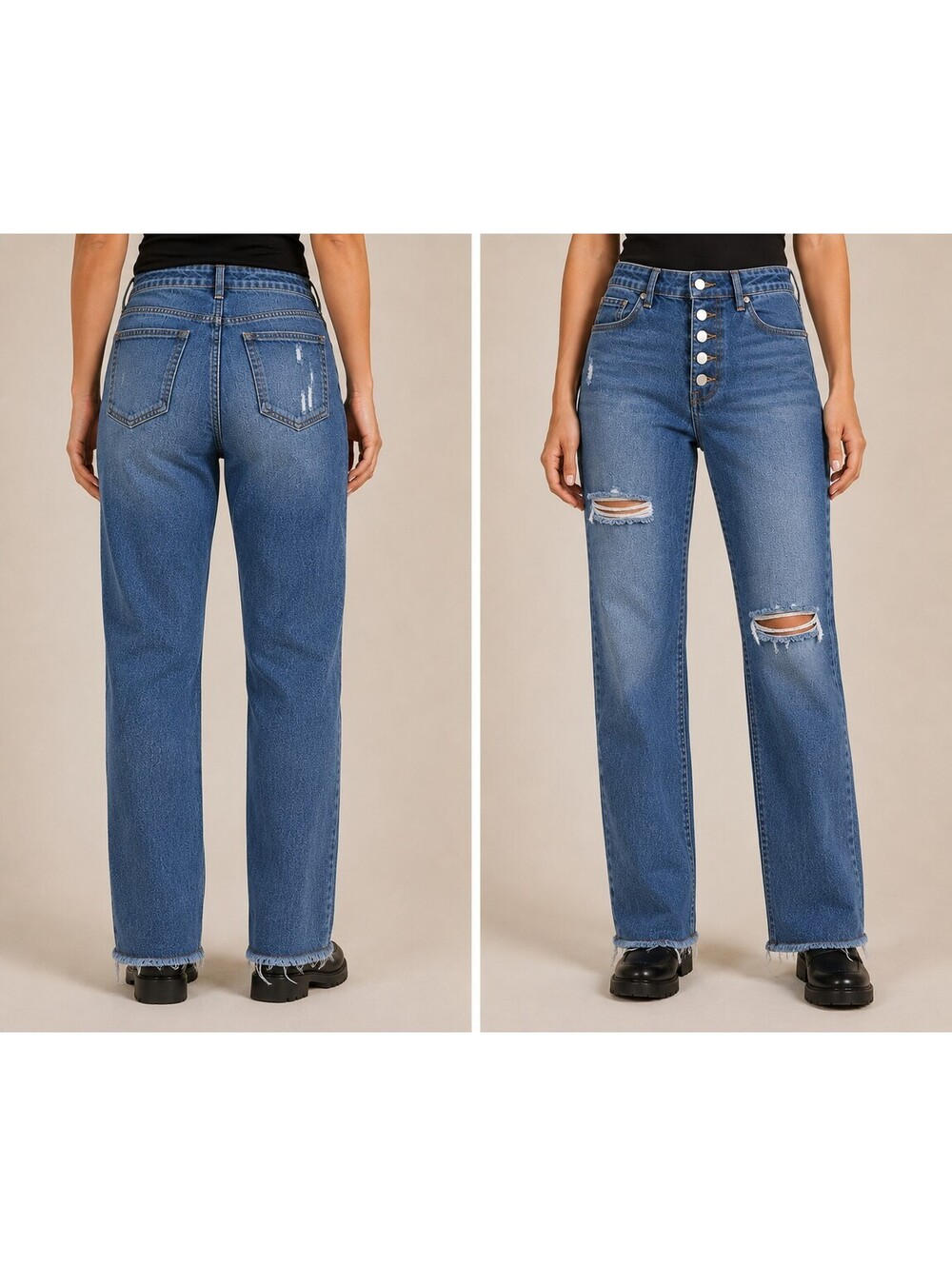 Altar'd State Jeans Womens 31/13 Distressed Button Fly Raw Hem Stretch Denim